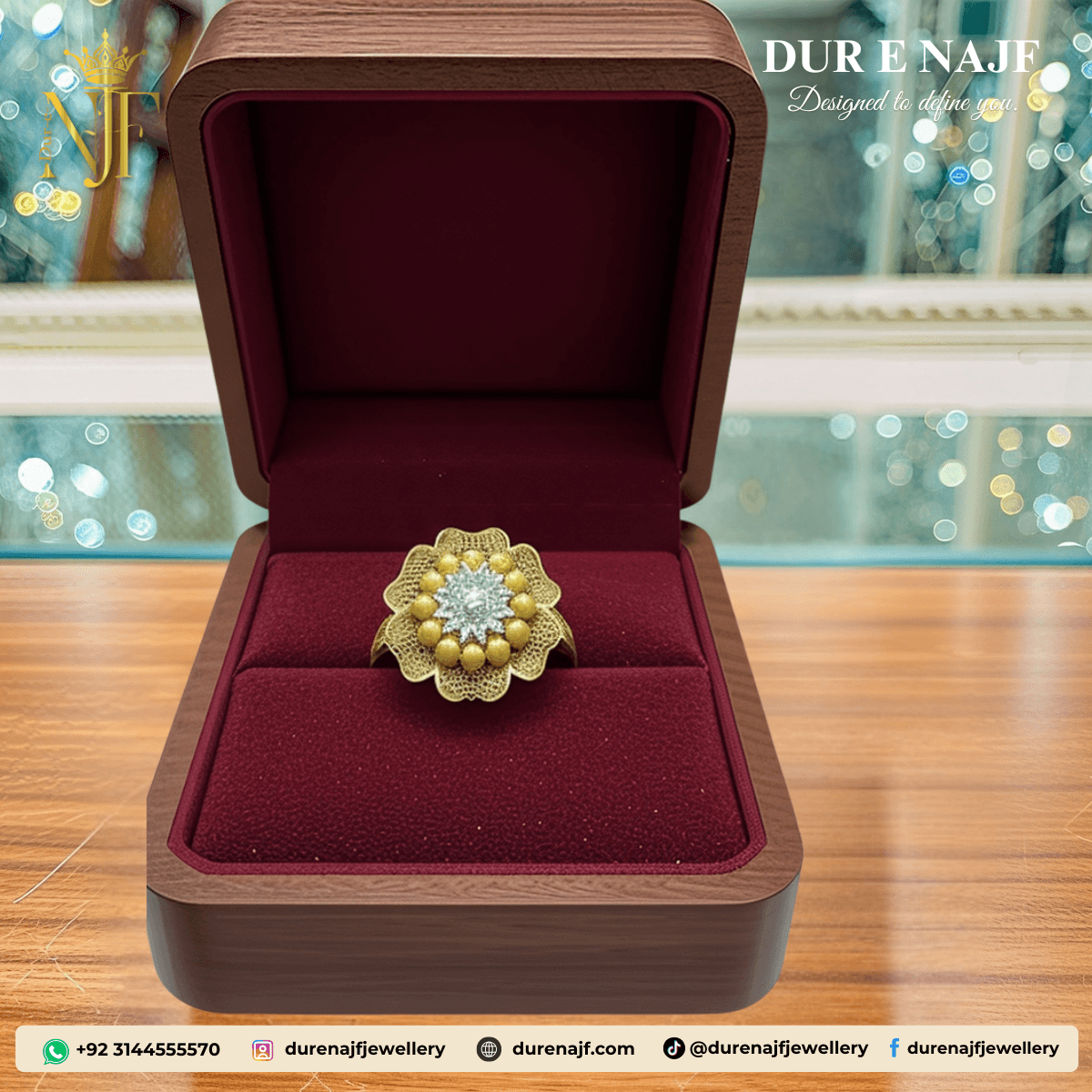 Gilded Floral Cluster Statement Ring (1 Pc)