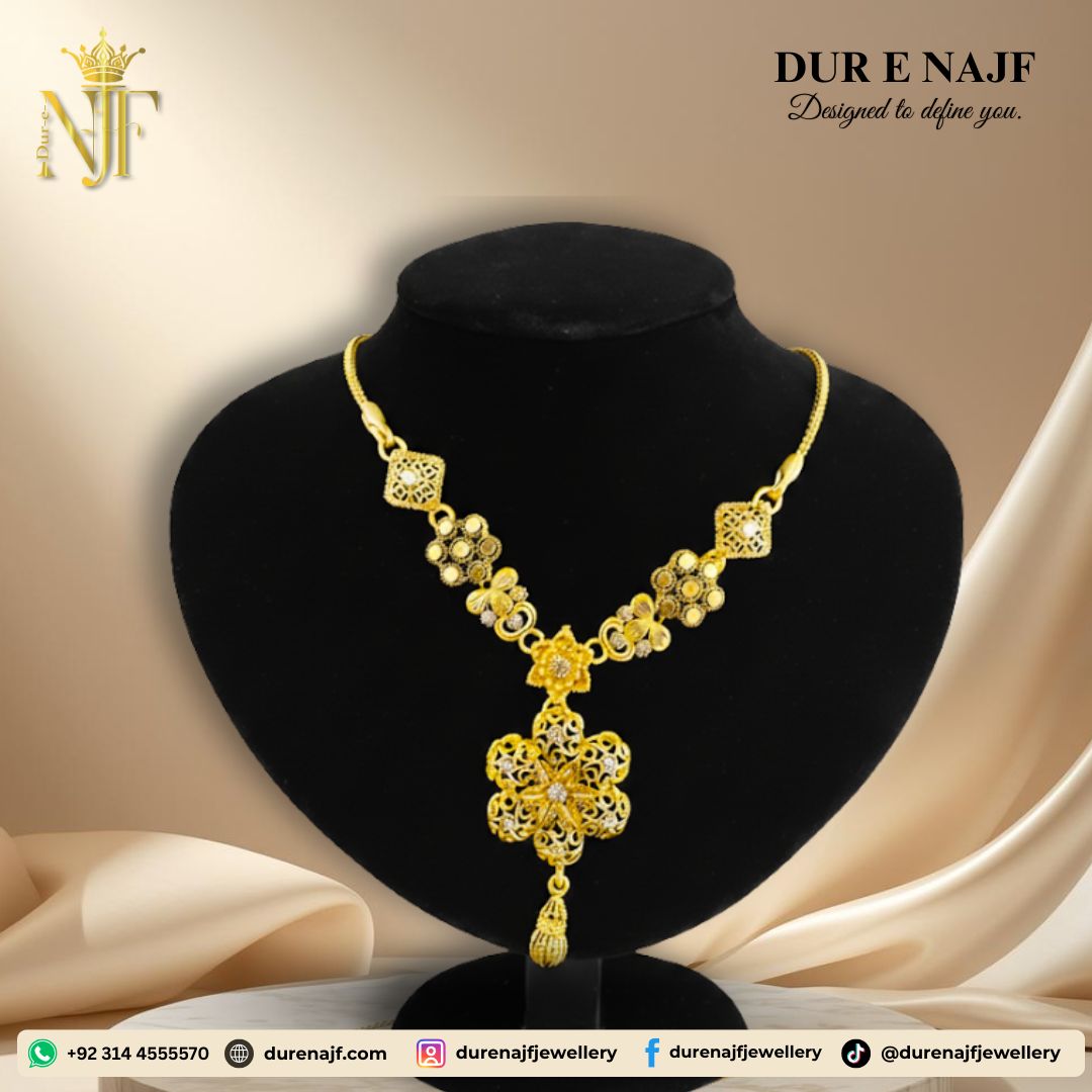 silver touch gold plated necklace modern design by Dur-E-Najf