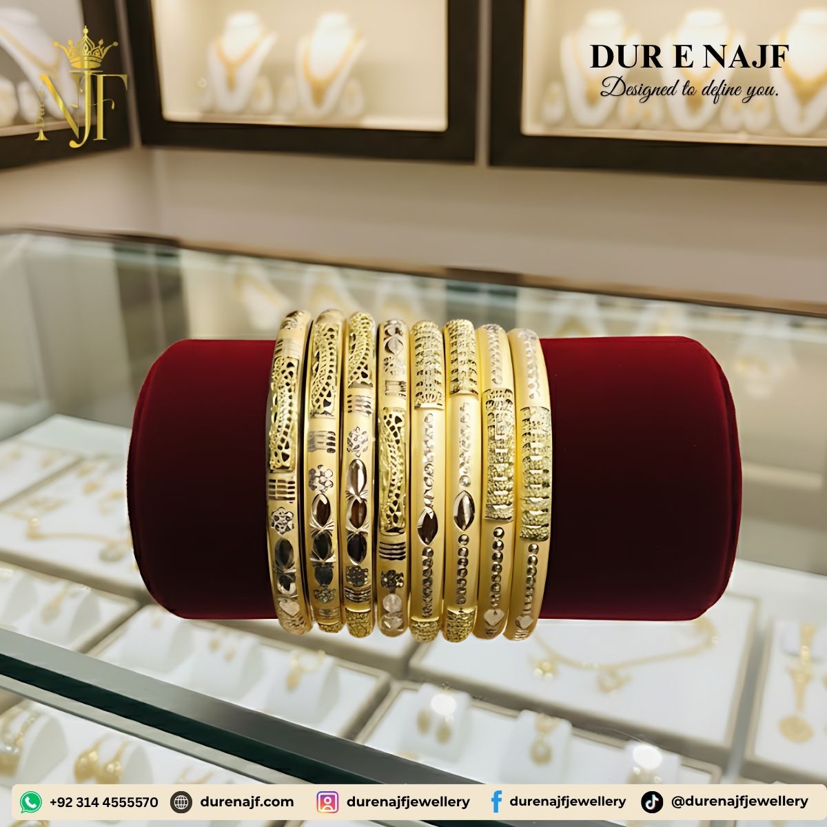 Crimson Heritage Set | Reddish Brown Artistic Kada & Bangle Set | DureNajaf