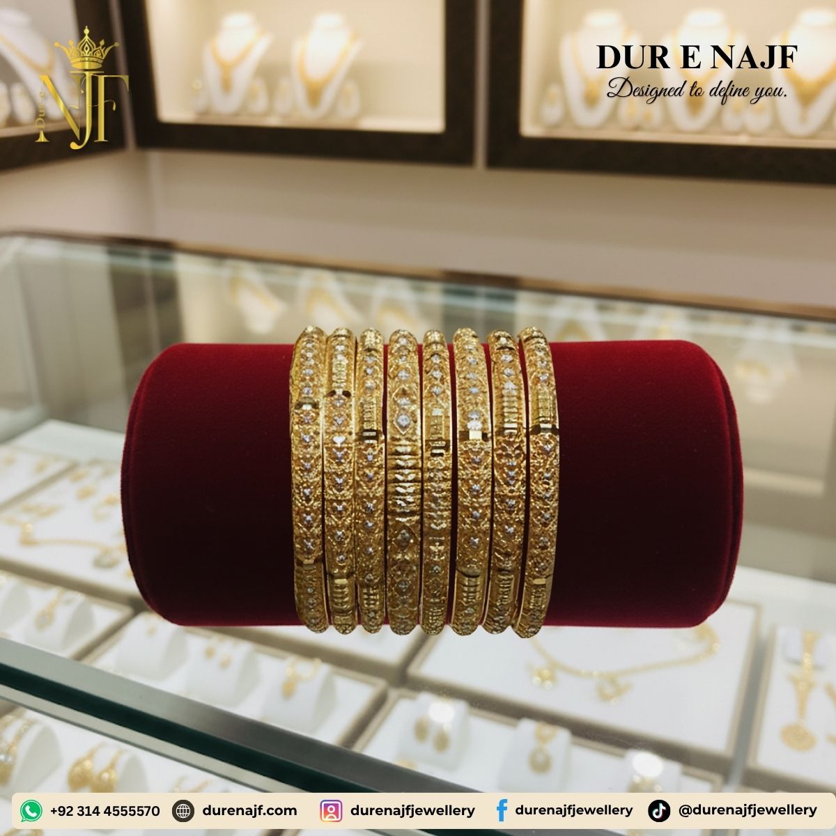 Imperial Glow Kada Set | Dual-Tone Gold & Silver Kada-Bangle Set | DureNajaf