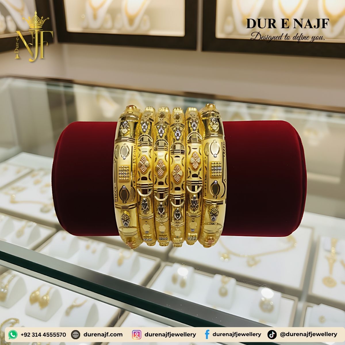 Gilded Charm Bangle Set | Classic Gold Kada & Bangle Design | DureNajaf