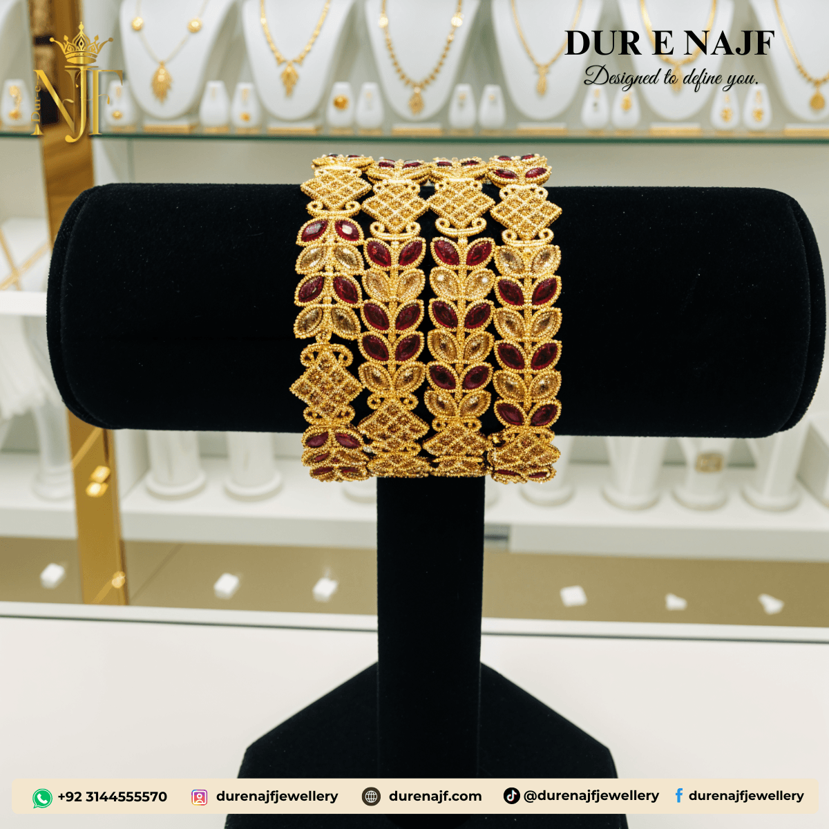 Opulent Gold-Toned Bangle Set (Set of 4).